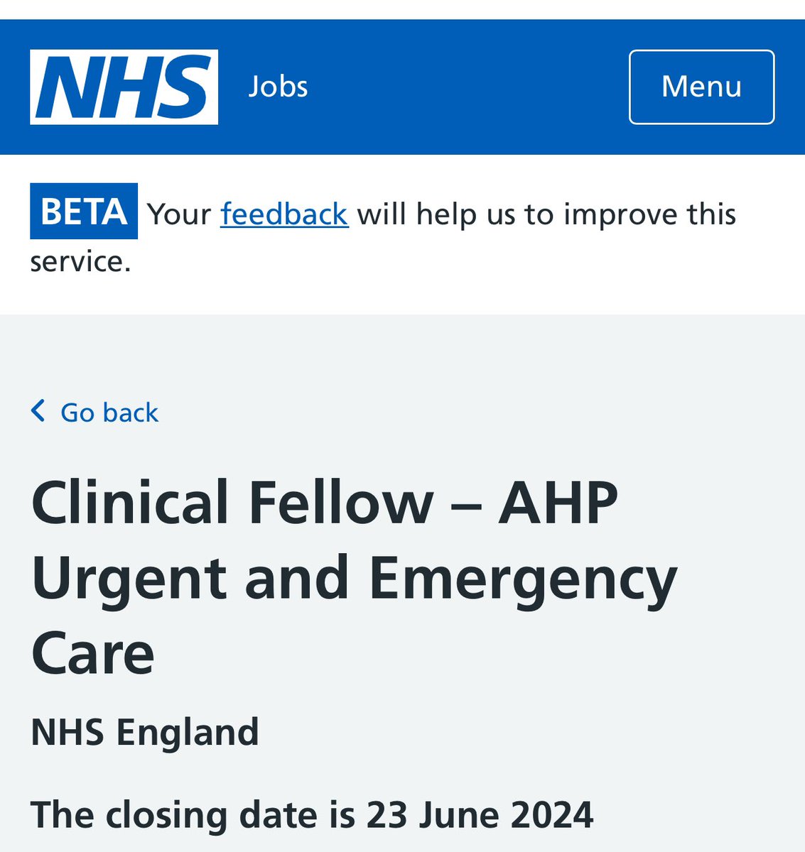 Suzanne Rastrick (@suzannerastrick) on Twitter photo 🚨#AHP Clinical Fellowship opportunity
🆕 Urgent & Emergency Care, <a href="/NHSE_WTE/">NHS England Workforce, Training and Education</a> North West
💷AfC Band 8a
📄Part time, Secondment
⏰ 23.6.24
👀details via 👉 jobs.nhs.uk/candidate/joba…
<a href="/WeAHPs/">WeAHPs 💙</a> <a href="/JennyKeaneNHS/">Jennifer Keane</a> 🚨#AHP Clinical Fellowship opportunity
🆕 Urgent & Emergency Care, <a href="/NHSE_WTE/">NHS England Workforce, Training and Education</a> North West
💷AfC Band 8a
📄Part time, Secondment
⏰ 23.6.24
👀details via 👉 jobs.nhs.uk/candidate/joba…
<a href="/WeAHPs/">WeAHPs 💙</a> <a href="/JennyKeaneNHS/">Jennifer Keane</a>