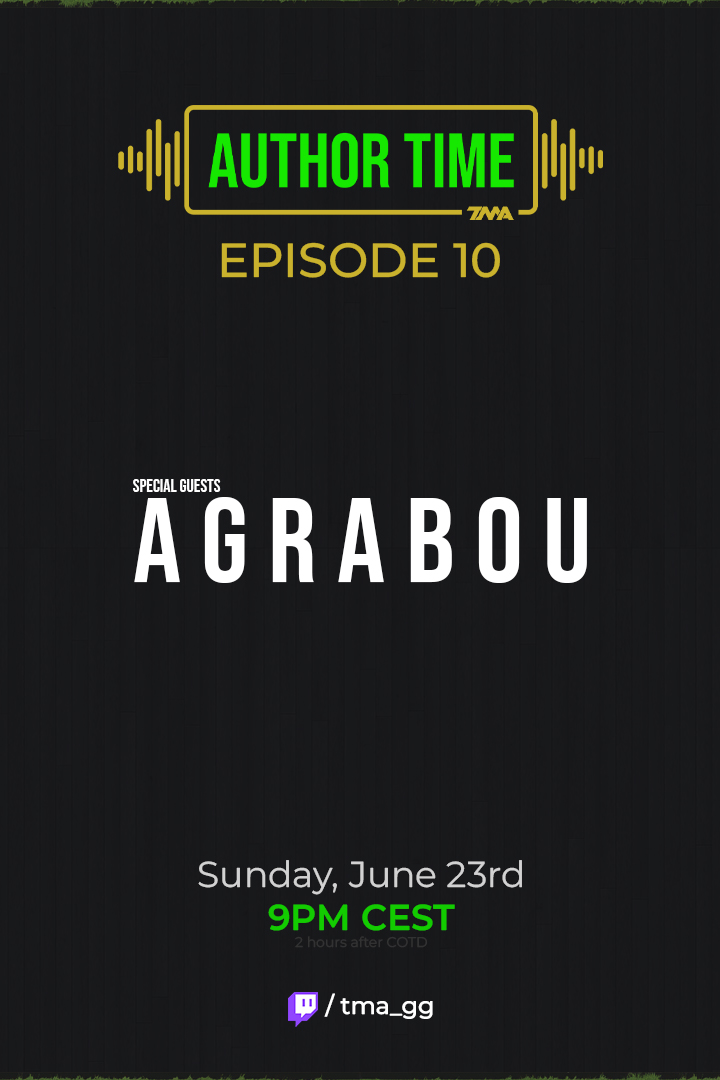 TMA | Trackmania Mappers Assembly (@tma_club) on Twitter photo The very first FULL IRL episode of the Author Time podcast featuring special guest <a href="/agrabou_TM/">agrabou 🏳️⚧️🏳️🌈</a> will be live on Twitch this Sunday, June 23 at 9PM CEST 🔥 We will also be making a very exciting TMA announcement 👀➡️twitch.tv/tma_gg The very first FULL IRL episode of the Author Time podcast featuring special guest <a href="/agrabou_TM/">agrabou 🏳️⚧️🏳️🌈</a> will be live on Twitch this Sunday, June 23 at 9PM CEST 🔥 We will also be making a very exciting TMA announcement 👀➡️twitch.tv/tma_gg