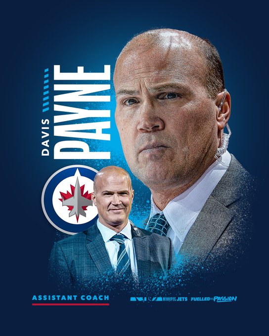The Winnipeg Jets announced today that they have appointed Davis Payne as assistant coach under head coach Scott Arniel.

Payne, 53, served as an assistant coach for the Ottawa Senators for the past five seasons. The product of Kamloops, B.C. also worked for the Buffalo Sabres (associate coach, 2017-2019), Los Angeles Kings (assistant coach, 2012-2017), and St. Louis Blues (head coach, 2009-2012). Payne won a Stanley Cup with the Kings in 2013-14. 