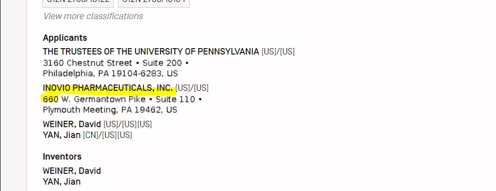 MaryamHenein's tweet photo. BOOM 💥
Is it true that #Inovio Pharmaceuticals -- linked to #RobertMalone -- has a 2015 patent for a #H759 vaccine?
Finding courtesy of @I_Am_JohnCullen https://t.co/1gjLGyXD4S