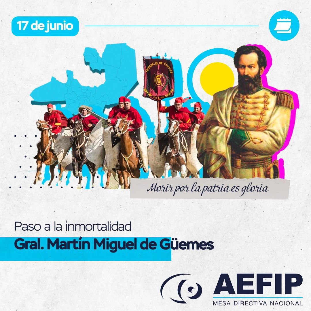 Rendimos homenaje a Martin Miguel de Güemes, quien entregó su vida a la Patria custodiando la frontera norte de nuestro territorio en la guerra por nuestra independencia.
¡¡Gloria y honor!! 🇦🇷