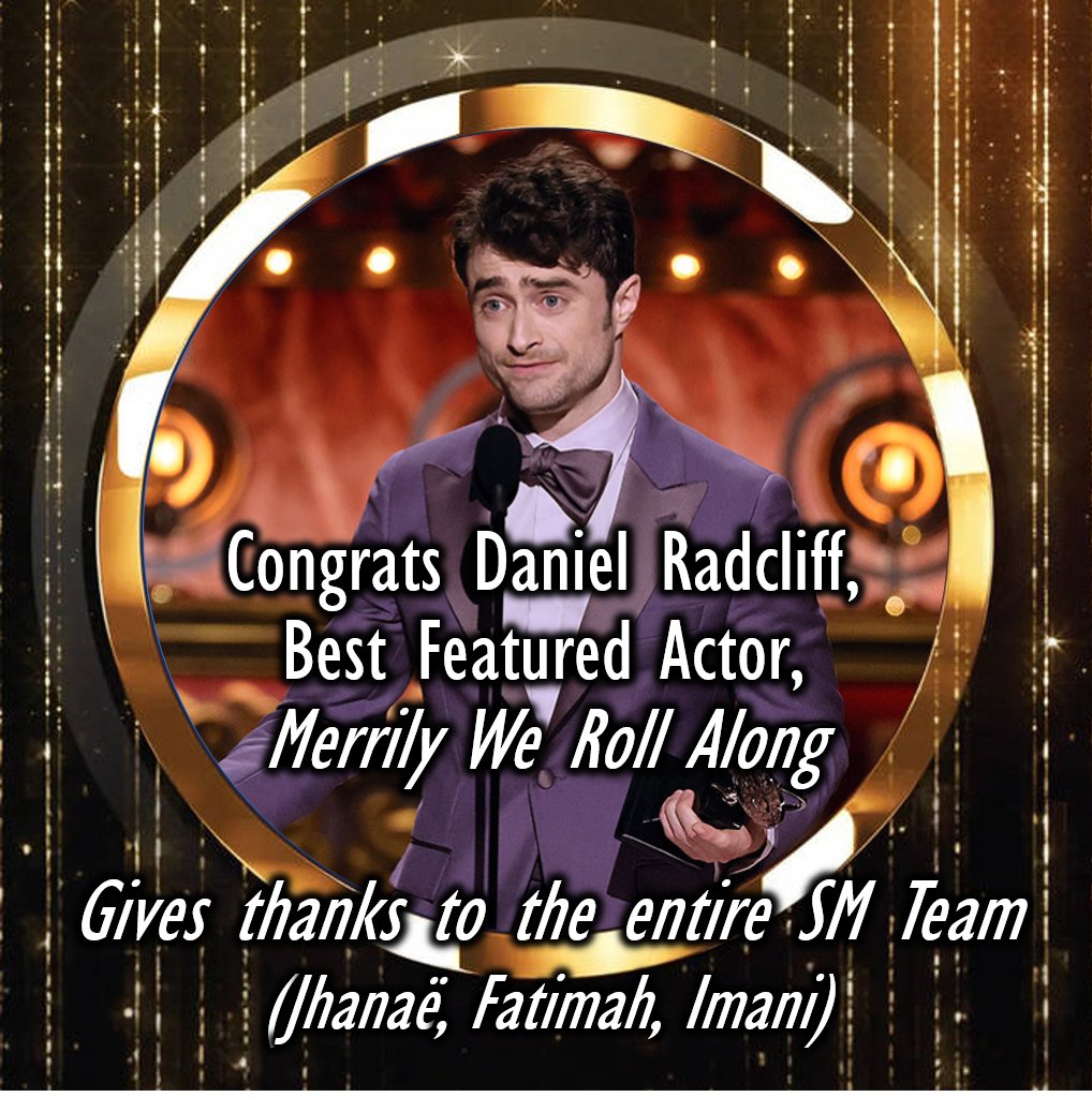 #3 was in #DaneilRadcliff's touching thank you speech, where he thanked the #stagemanagement team <a href="/MerrilyOnBway/">Merrily We Roll Along on Broadway</a> (Jhanaë, Fatimah, Imani). He really is the nicest guy! Couldn't be happier for him and the amazing #stagemanagers supporting him and the company.