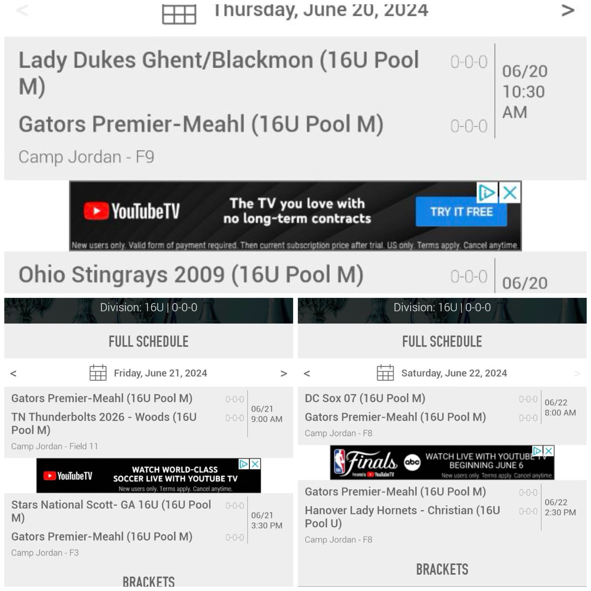 Had a pretty good weekend last weekend in Kansas City. Back at it again this weekend in Chattanooga Tennessee for the scenic city tournament. Scheduled below!!