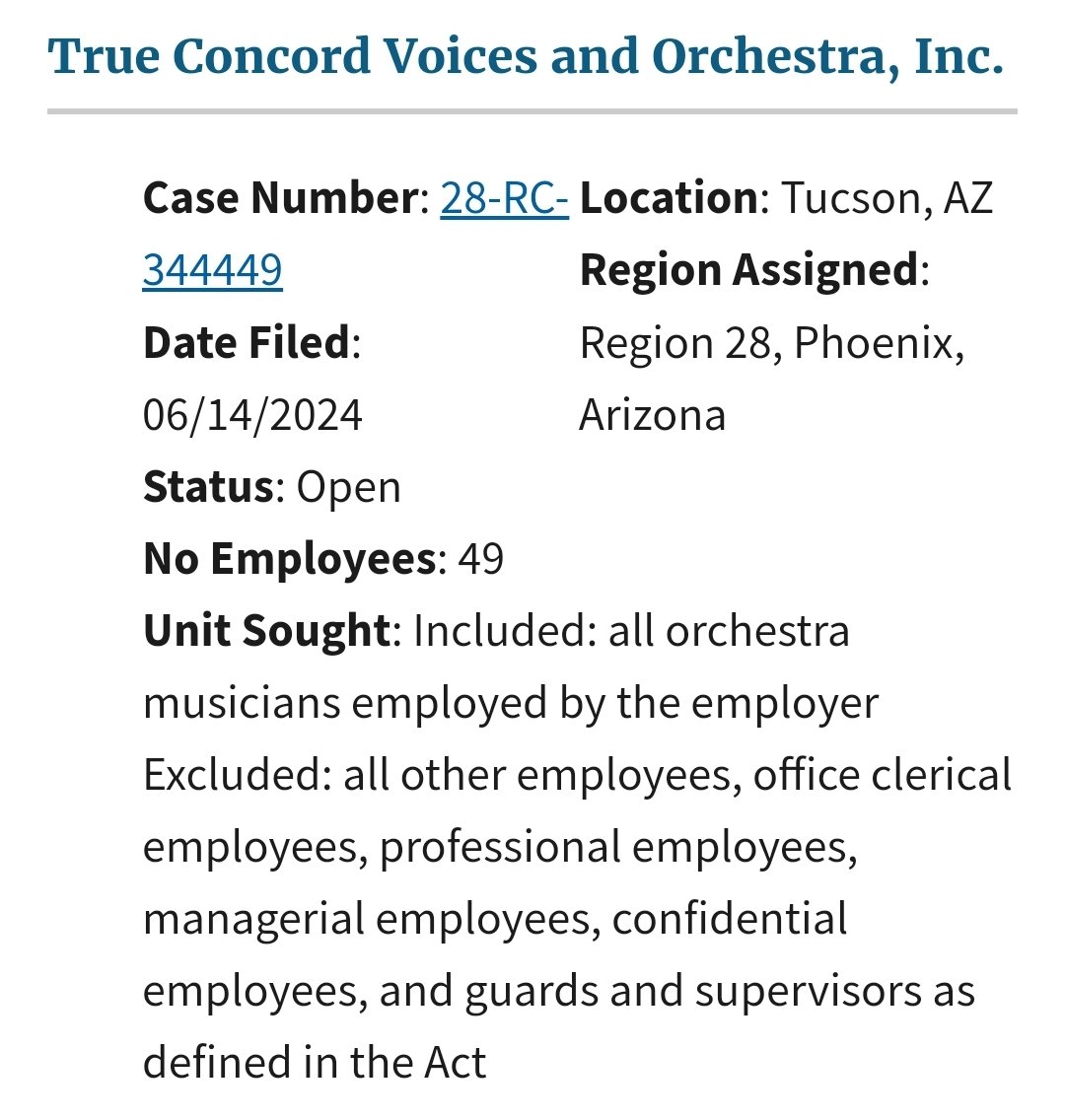 UnionElections's tweet photo. NEW: 49 orchestra musicians in Tuscon are forming a union and joining @The_AFM. https://t.co/E3OzOAFvlu