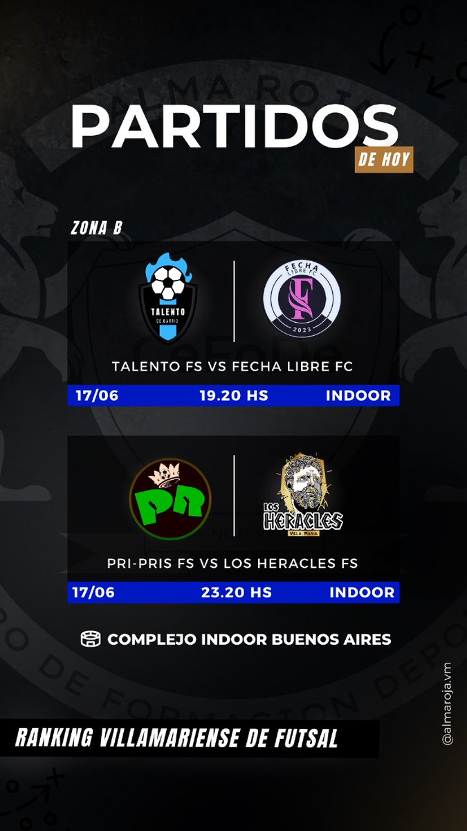 PARTIDO💥

Nos enfrentamos vs Los Heracles en el ultimo partido de la jornada del dia.

Despues de varios partidos vuelven muchas caras que estaban fuera🟥🫣

Vamos a seguir por este camino de las victorias✅

#GoPriPris