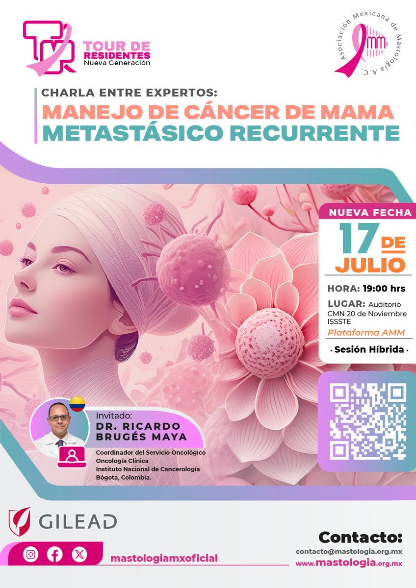 #NuevaFecha #TourDeResidentes 
"Charla entre expertos: Manejo de cáncer de mama mestastásico recurrente"
Nos vemos el miércoles 17 de julio 🗓️ iniciamos a las 19:00🕗 hrs (CDMX)
#SesiónHíbrida: Auditorio CMN 20 Noviembre / #AMMVirtual 
mastologia.org.mx/virtual/how-to…