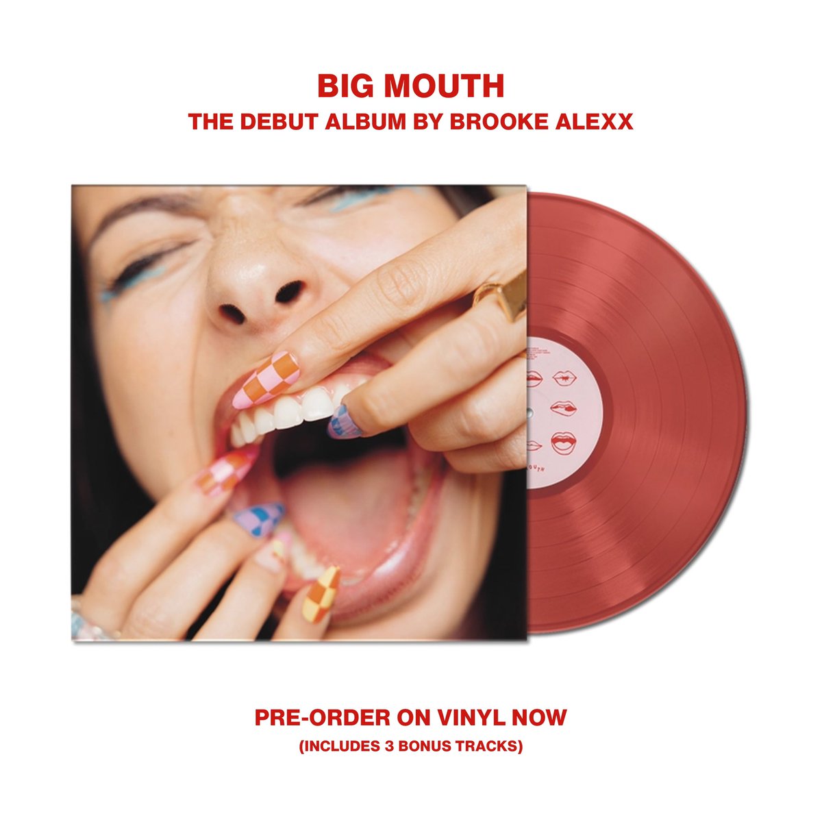 Pre-order the *limited edition* VINYL of my debut album, “Big Mouth!” It comes in translucent red and includes 3 bonus tracks that won’t be on streaming services: brookealexx.com/shop ❤️