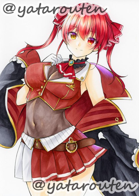 Ahoy!宝鐘海賊団船長!宝鐘マリンです～!#ホロライブ3期生  #マリン船長 #マリンのお宝 #アナログイラスト #手描きイラスト #コピックイラスト#過去絵 