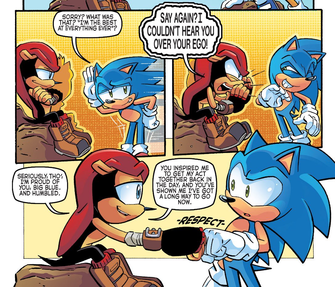 Ngl, I think Mighty's creeped into my top 3 favorite Sonic characters. I  love his characterization in the comics, both Archie and IDW. The bond he  shares with Ray, the perfect blend, image size:1088x934