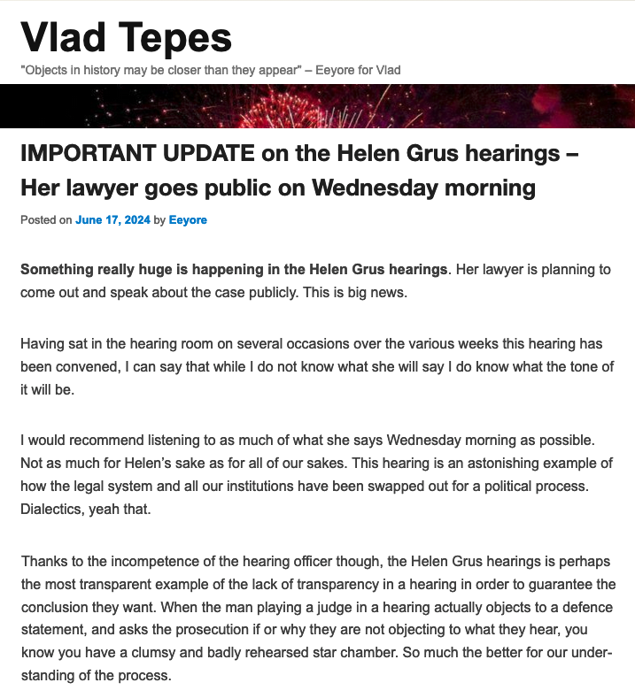 DonaldBestCA's tweet image. "Something really huge is happening in the Helen Grus hearings. Her lawyer is planning to come out and speak about the case publicly. This is big news."

@Vlad_Tepes_blog joins the excitement as Bath-Shéba van den Berg breaks her silence on The Lavigne Show on June 19th 10am ET…