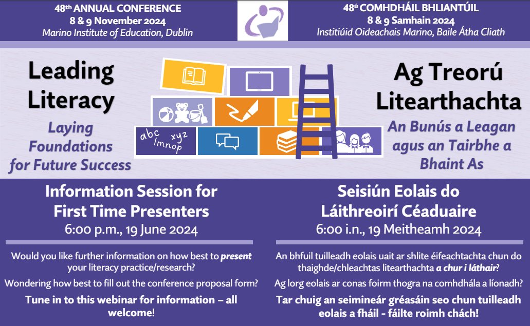 🤔Are you thinking about presenting at our conference in November? 

➡️Looking for some advice on how to submit and present?

🎫Don't forget to register for our information webinar - Wednesday 19th at 6:00pm. 

💻See: literacyireland.com/_files/ugd/c01…

👀See you there! #edchatie