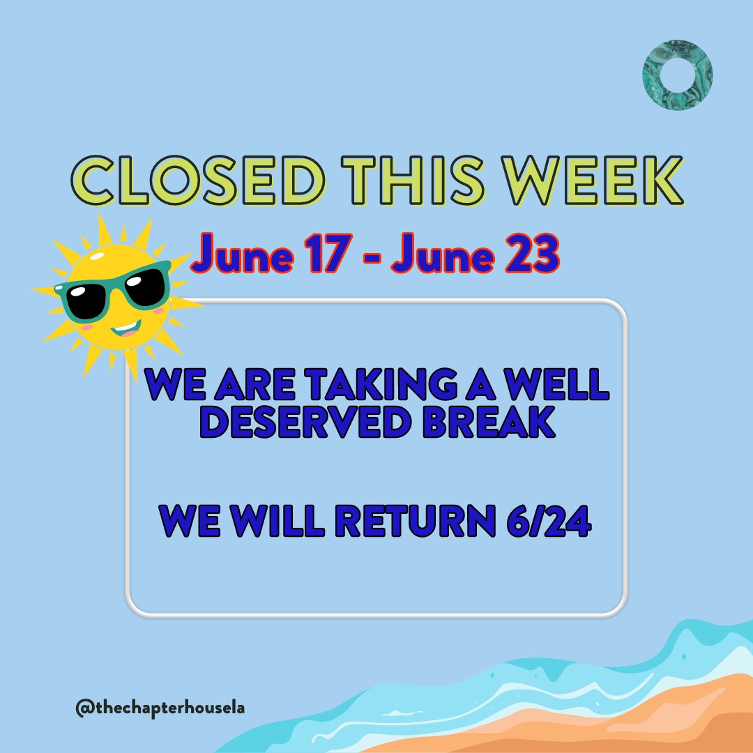 😎Rezzzt and Relaxation… The Chapter House is taking a well deserved break this week.

➡️Closed Monday, 6/17 - Sunday, 6/23
➡️Open on Monday, 6/24

#TCH #TheChapterHouse #TheChapterHouseLA #EchoPark #TongvaTerritory #LAnonprofit #IndigenousNonprofit #NativeNonprofit