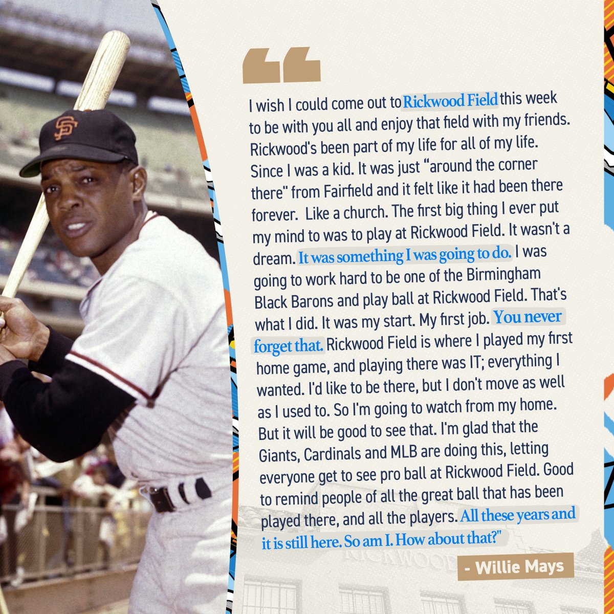 SFGiants's tweet photo. A message from Willie Mays: https://t.co/ar4dsAJDH1