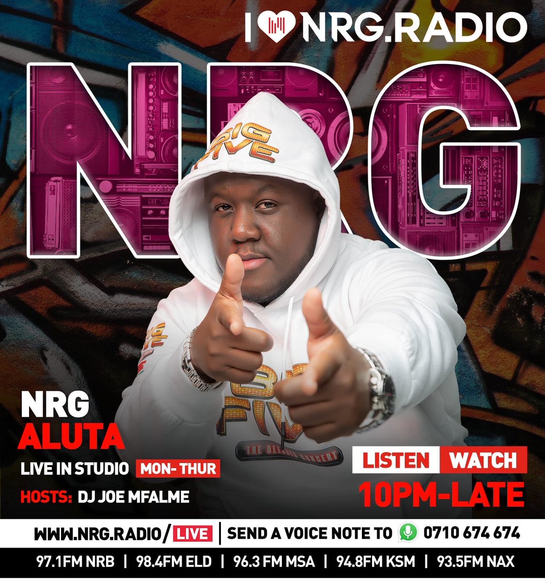 NRGRadioKenya's tweet photo. Check in to catch some awesome late night sherehe vibe on #NRGAluta with @DjJoeMfalme https://t.co/S3Sf1Mwge8