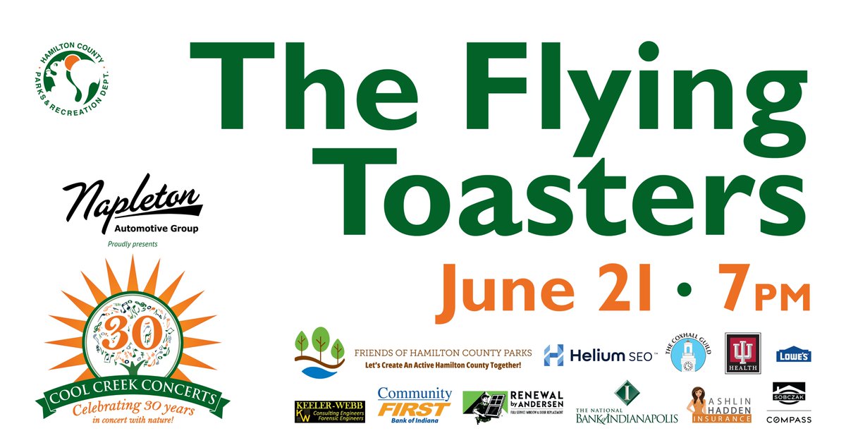 GET READY TO ROCK COOL CREEK PARK WITH THE FLYING TOASTERS! 🎸✨
Buy tickets here: secure.rec1.com/IN/hamilton-co…