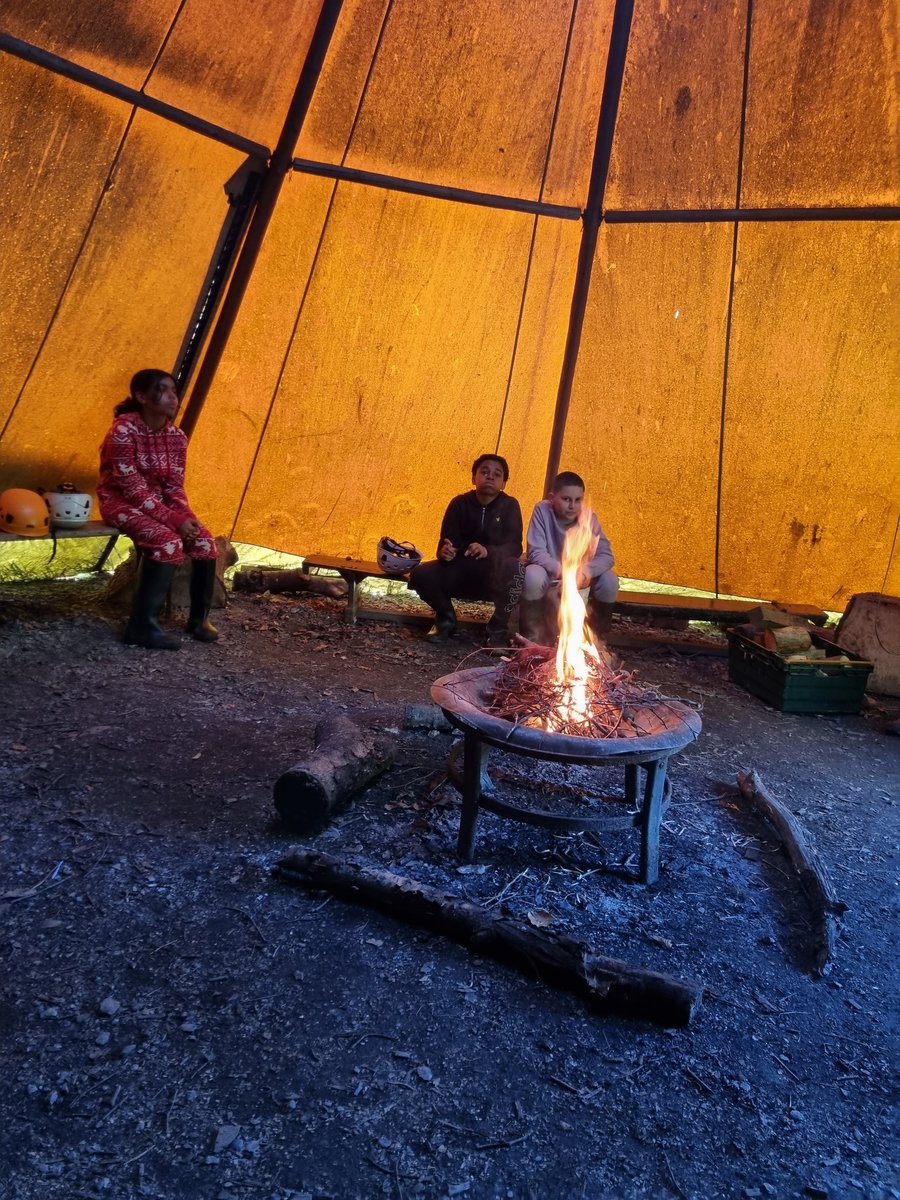 St_Josephs_RC's tweet photo. Teepee firepit and marshmallows. https://t.co/u8AXddVkpr