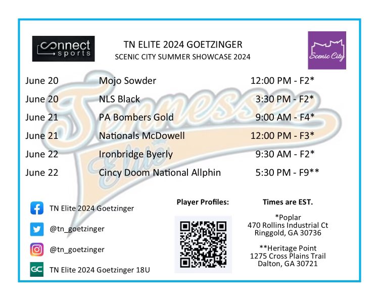TN Elite Goetzinger (@tn_goetzinger) on Twitter photo See you in Scenic City!
<a href="/RoaneStSoftball/">Roane State Softball</a> <a href="/BerrySoftball/">Berry Softball</a> <a href="/GretchenMead27/">Coach Gretchen</a> <a href="/MCScotsSB/">Maryville College Softball</a> <a href="/NWSCC_SB/">Northwest Shoals Softball</a> <a href="/JoeGuth08812179/">Joe Guthrie</a> <a href="/utpb_softball/">utpbsoftball</a> <a href="/UTSSoftball/">UTSouthern Softball</a> <a href="/MercySoftballHC/">MercySoftball</a> <a href="/UNASoftball/">North Alabama Softball</a> <a href="/CoastalAL_south/">Coastal Alabama South Athletics</a> <a href="/ElzeyMatt/">The Coach</a> <a href="/coachmass2214/">coachmass</a> <a href="/UAHCoachLes/">Les Stuedeman</a> <a href="/SoftballDown/">Down South Softball</a> <a href="/jsccsoftball1/">Jackson State CC Softball</a> <a href="/EmorySoftball/">Emory Softball</a> See you in Scenic City!
<a href="/RoaneStSoftball/">Roane State Softball</a> <a href="/BerrySoftball/">Berry Softball</a> <a href="/GretchenMead27/">Coach Gretchen</a> <a href="/MCScotsSB/">Maryville College Softball</a> <a href="/NWSCC_SB/">Northwest Shoals Softball</a> <a href="/JoeGuth08812179/">Joe Guthrie</a> <a href="/utpb_softball/">utpbsoftball</a> <a href="/UTSSoftball/">UTSouthern Softball</a> <a href="/MercySoftballHC/">MercySoftball</a> <a href="/UNASoftball/">North Alabama Softball</a> <a href="/CoastalAL_south/">Coastal Alabama South Athletics</a> <a href="/ElzeyMatt/">The Coach</a> <a href="/coachmass2214/">coachmass</a> <a href="/UAHCoachLes/">Les Stuedeman</a> <a href="/SoftballDown/">Down South Softball</a> <a href="/jsccsoftball1/">Jackson State CC Softball</a> <a href="/EmorySoftball/">Emory Softball</a>