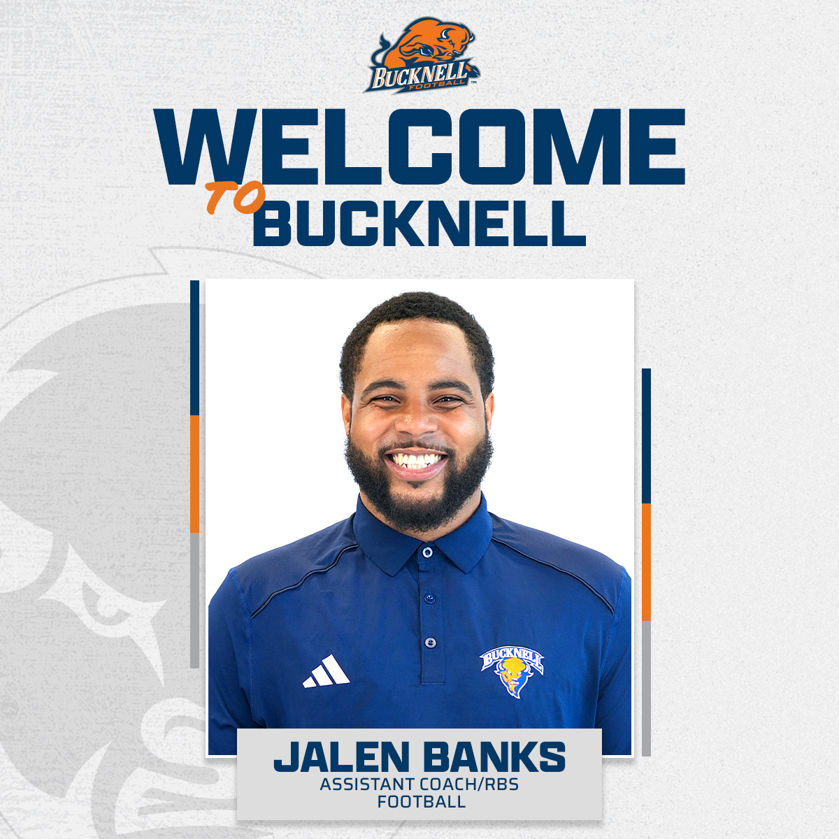 Bucknell_FB's tweet photo. We've rounded out our 2024 coaching staff with the announcement of special team coordinator/LBs coach Brad Jarman, along with earlier additions Codey Cole and Jalen Banks. Welcome to Bucknell! 

📰 https://t.co/9nMDtUp5Np

#ACT | #rayBucknell https://t.co/TXTdfQDUeH