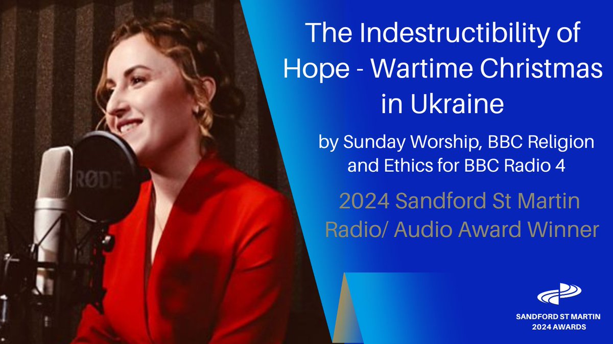 Sandford St Martin (@sandfordawards) on Twitter photo Congratulations to the Radio / Audio Award Winner #sandford2024
‘Indestructability of Hope – Wartime Christmas In Ukraine’
by BBC Religion & Ethics <a href="/BBCRadio4/">BBC Radio 4</a> <a href="/NGerbish/">Nadiyka Gerbish</a>
👏👏👏 Congratulations to the Radio / Audio Award Winner #sandford2024
‘Indestructability of Hope – Wartime Christmas In Ukraine’
by BBC Religion & Ethics <a href="/BBCRadio4/">BBC Radio 4</a> <a href="/NGerbish/">Nadiyka Gerbish</a>
👏👏👏