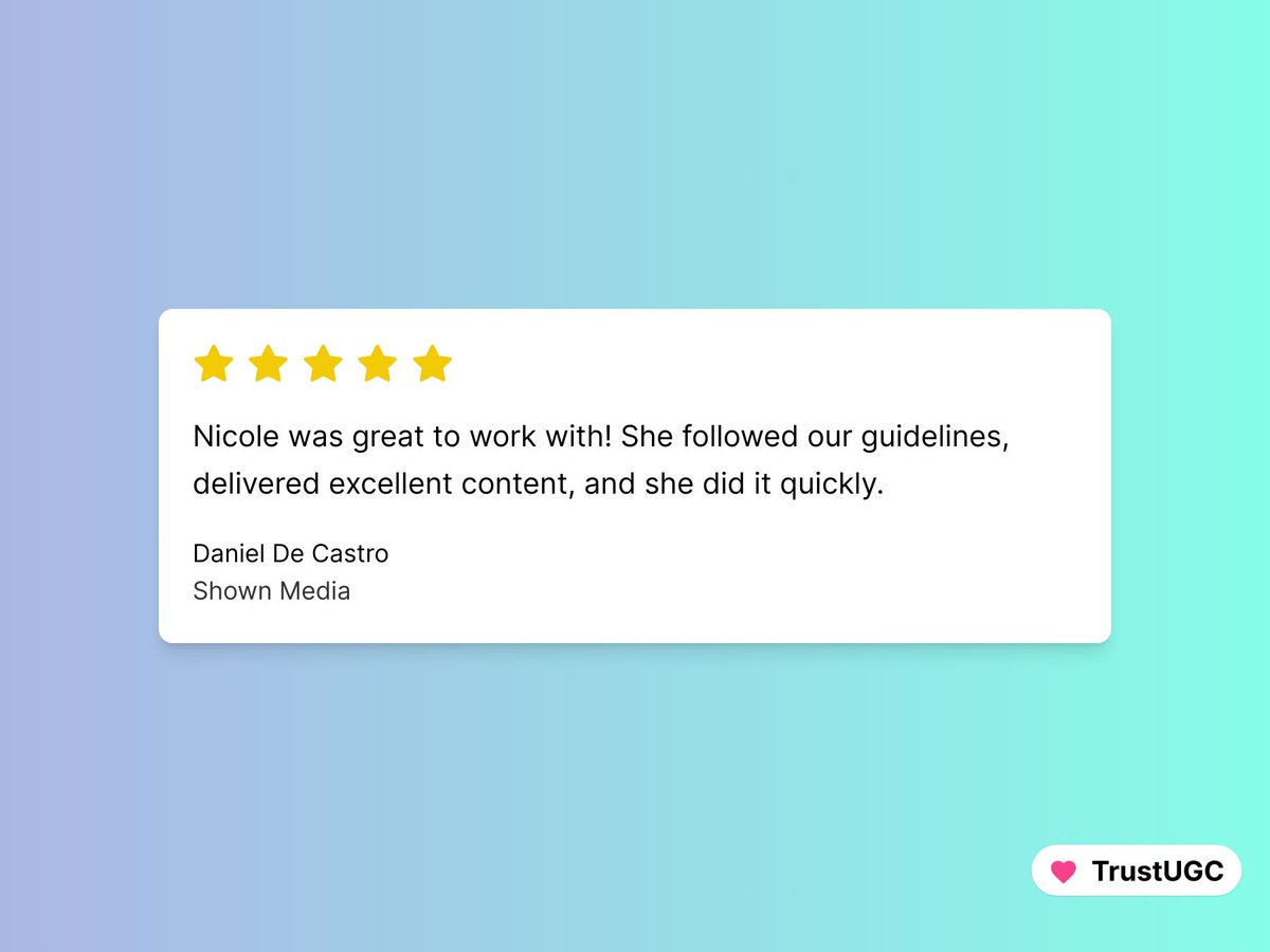 Nicole Bray | UGC Creator w/ Film Degree (@heynicolebray) on Twitter photo Thank you <a href="/TrustUgc/">TrustUGC | Build and Share Social Proof</a> for making it so easy to get client testimonials! #UGCforhire #ugccreator #ugccommunity Thank you <a href="/TrustUgc/">TrustUGC | Build and Share Social Proof</a> for making it so easy to get client testimonials! #UGCforhire #ugccreator #ugccommunity