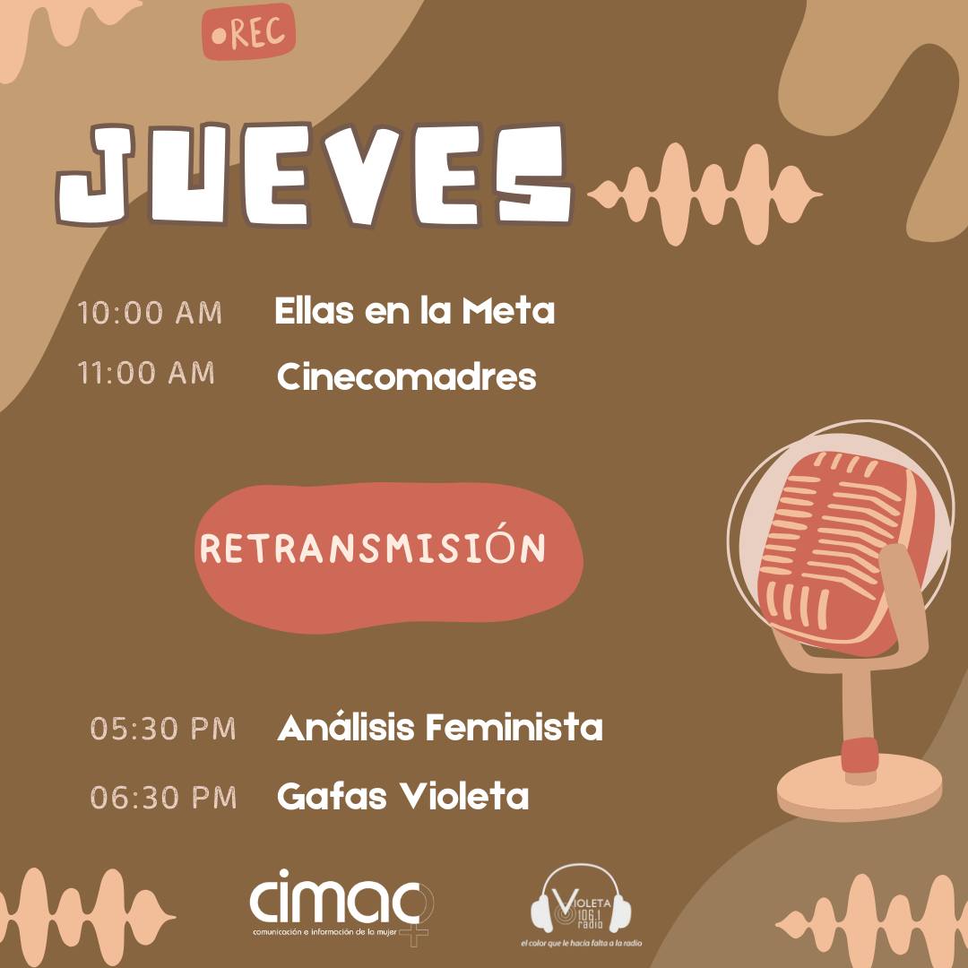 VioletaRadiOnL's tweet photo. ¡Te compartimos la programación del día!
No te pierdas nuestras transmisiones, y escúchalas a través de la frecuencia 106.1 FM o por internet a través del siguiente enlace:
https://t.co/ruGl2IfZDj
#CIMACRadio #VioletaRadio #Cinecomadres #Ellasenlameta #GafasVioleta https://t.co/BYdqKDi71F