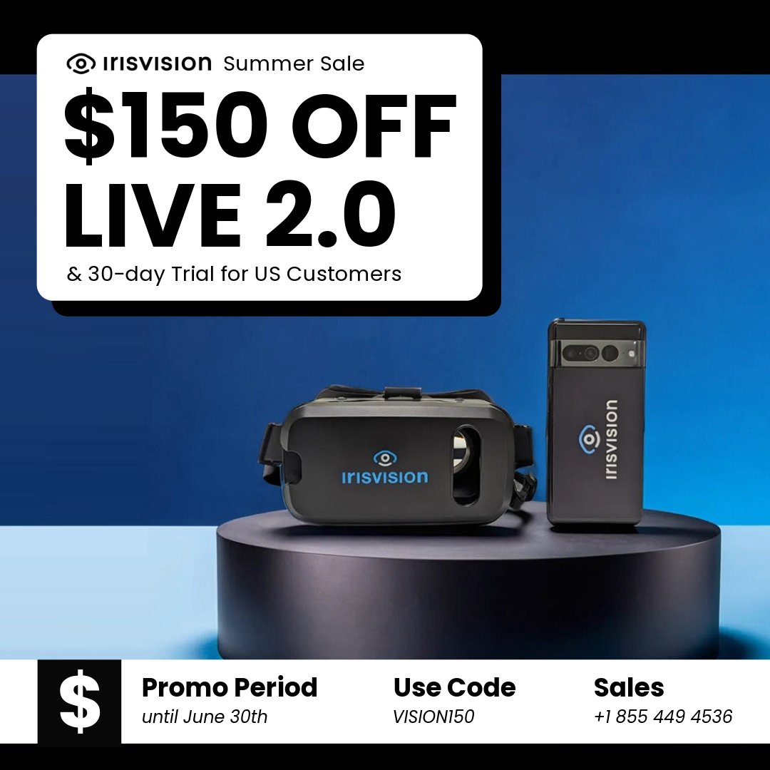 TheIrisVision's tweet image. 🌟 If you've been eager to experience Live 2.0, enjoy $150 off your purchase until June 30th!

Use code 'VISION150' on our website, or contact our sales team at +1 855 449 4536 to purchase now. (This special offer is available to new customers only.) 

#irisvision #lowvision