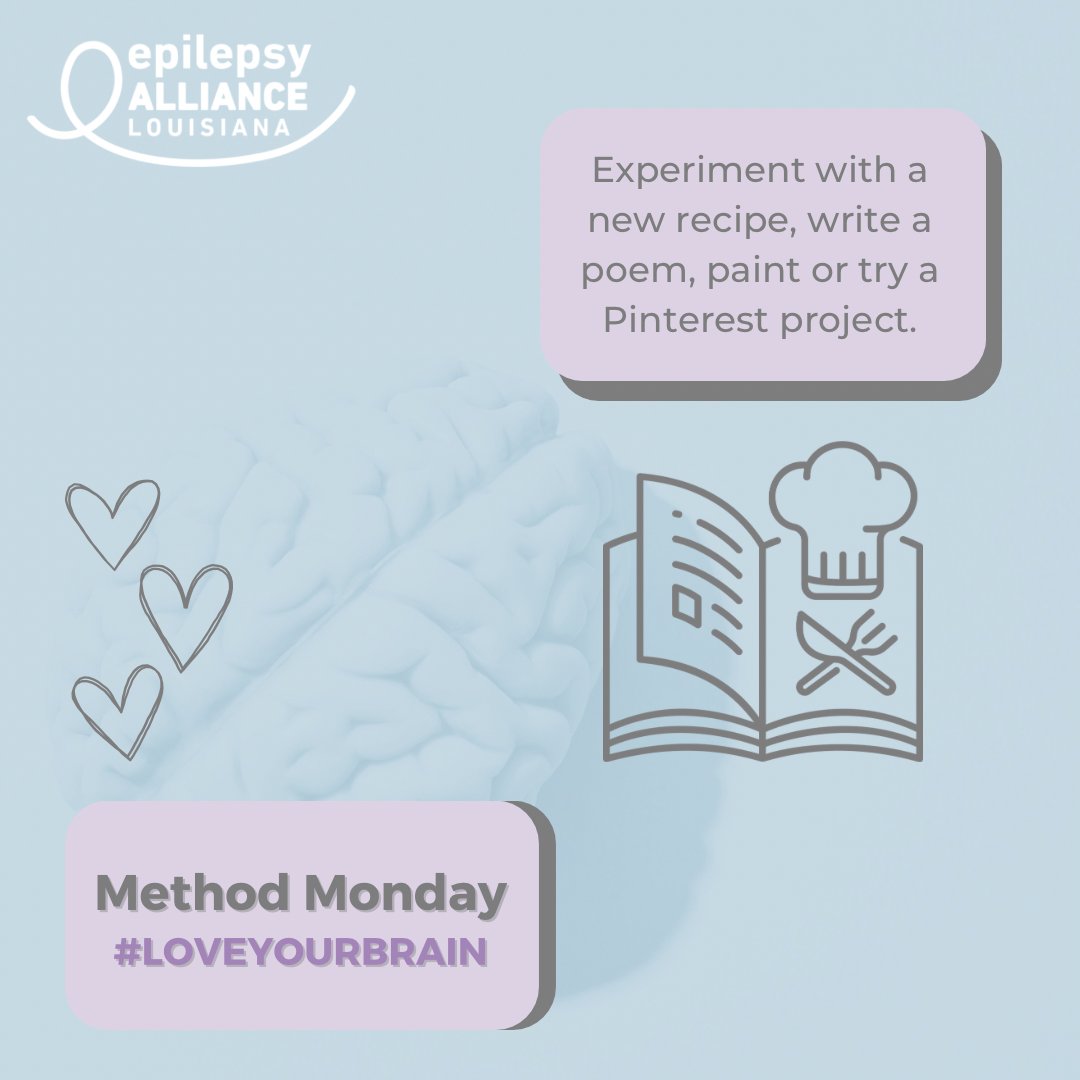 EpilepsyLA's tweet image. Celebrate EAL’s #MethodMonday by experimenting with new hobbies! #loveyourbrain #EAA 💜🍳