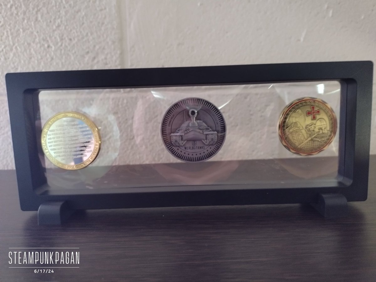 SteampunkPaganX's tweet image. My favorite #ChallengeCoins Faith/Honor, Gaming &amp;amp; Sobriety...