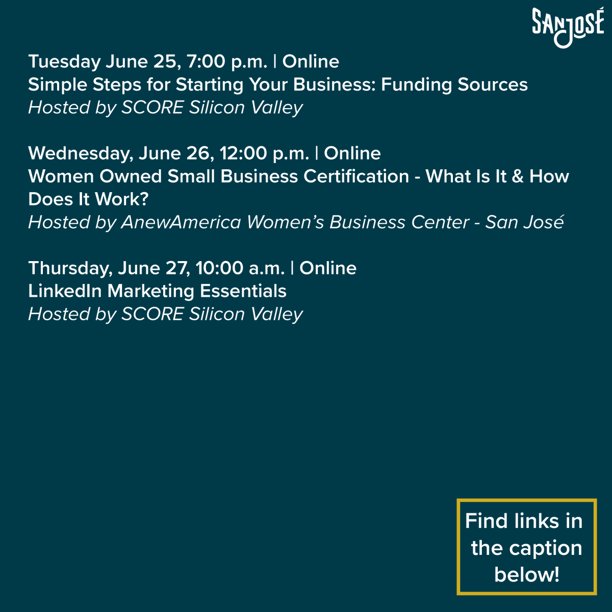 sjeconomy's tweet image. Join us for our small business partner workshops!

1 bit.ly/4c2Ecwm
2 bit.ly/4cfs2Ak
3 bit.ly/3V9VUa6
4 bit.ly/4b09K4Q
5 bit.ly/3z54qjm
6 bit.ly/4ensI8p
7 bit.ly/4etly2n

#SmallBusiness #Entrepreneur #SupportSmall