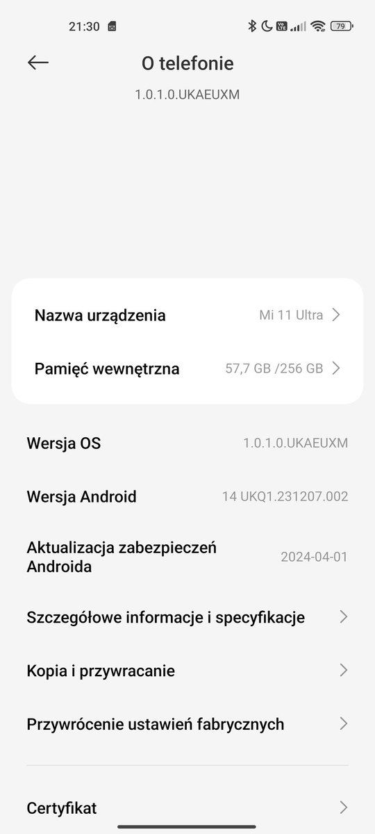 dominiklada's tweet image. Mój 3 letni #Xiaomi11Ultra dostał właśnie aktualizację do #Android14 i zamiast #MIUI wjechał #HyperOS. W sumie nieźle. 

Ciekawe czy pójdzie na nim GTAV?🤔😎