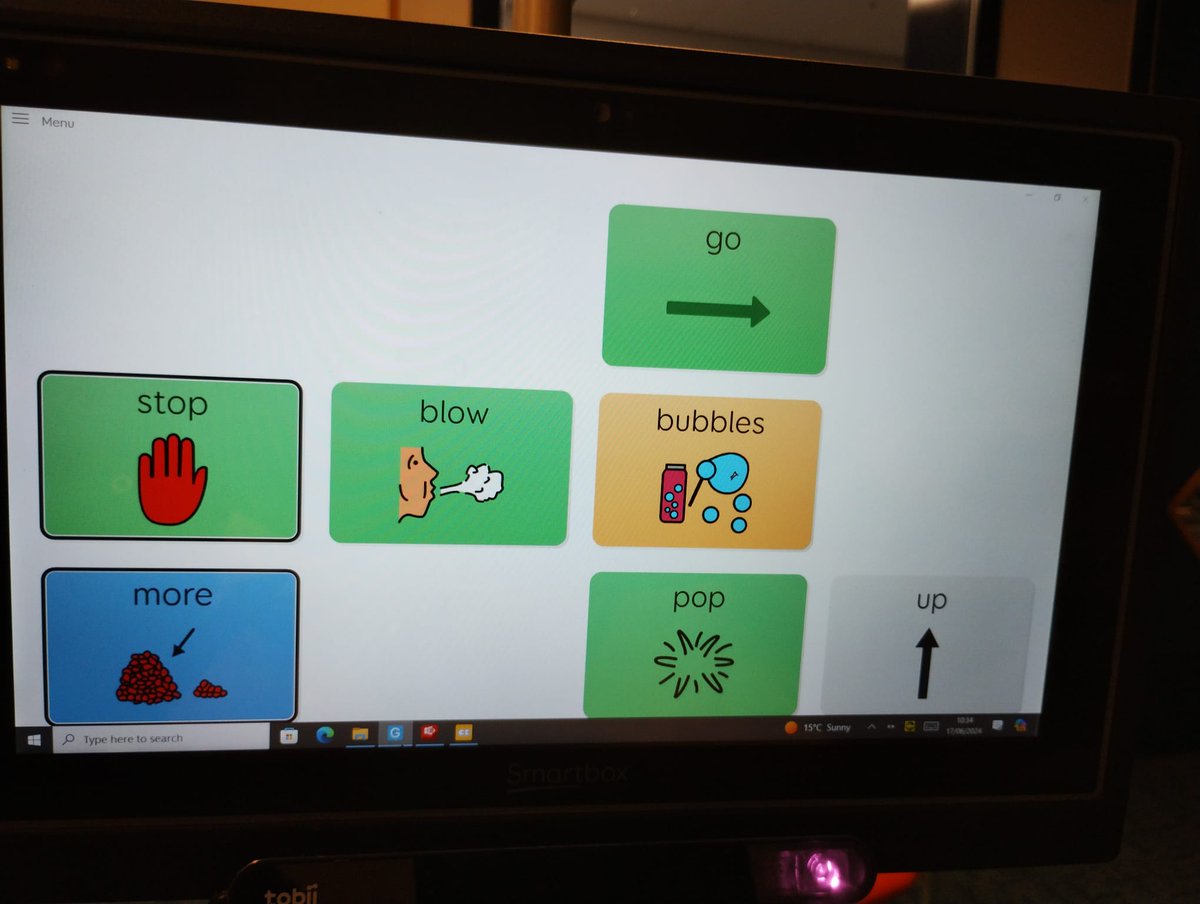 1_forget's tweet photo. Productive day of #AssistiveTechnology assessments today. We worked on choice-making with 2 switches, we used a single switch for #causeandeffect (with lights and bells), #eyegaze for #Choicemaking, eyegaze for #earlycommunication and #headswitch bells for cause & effect learning https://t.co/n137KRkbAb