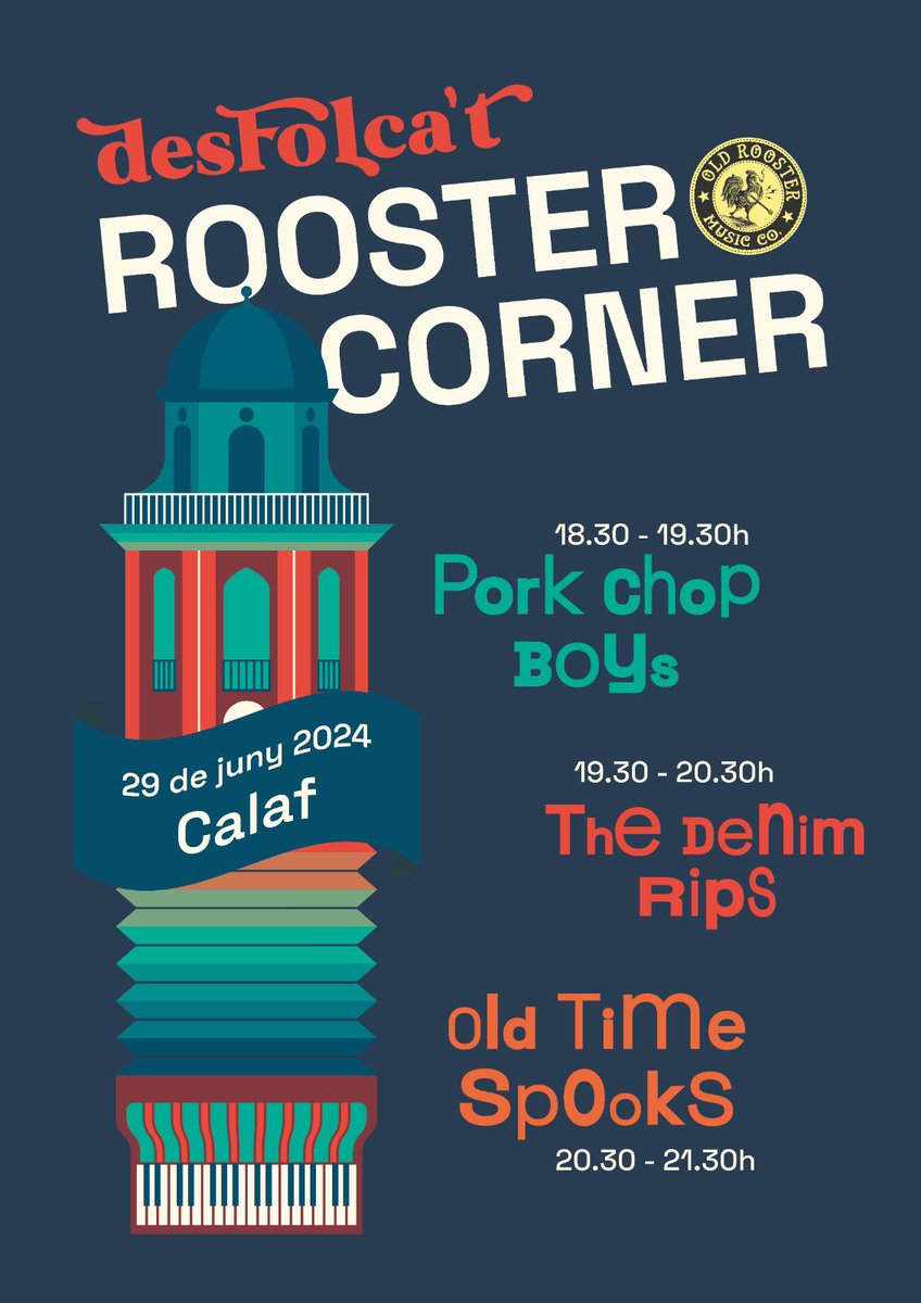 ❗️Novetat d’aquesta 32ena edició ❗️
La Plaça de l’Antic Hospital (CRO) serà un espai dedicat a grups d’estil folk americà, amb @porkchopboys, @thedenimrips i @oldtimespooks. 

A partir de les 18.30h no us perdeu el ROOSTER CORNER! 🤘🏻

💛 En col·laboració amb @oldroostermusicfest