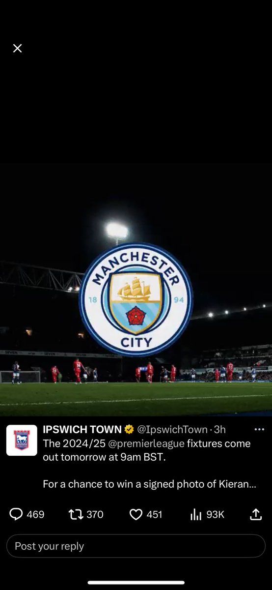 RThompson92's tweet photo. @IpswichTown @premierleague (H) https://t.co/TwwdZpyzBY