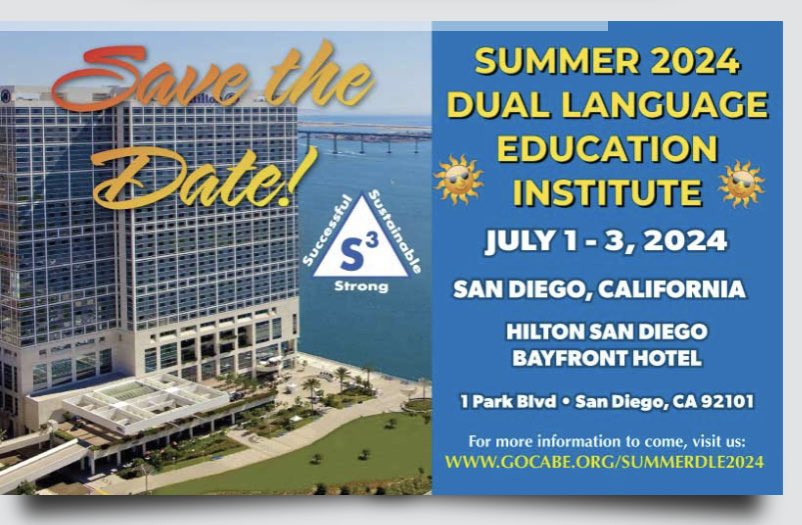 Summer is time to rest and recharge, but I can’t help but get excited about learning! Looking forward to the Summer24 CABE DLI Institute in San Diego. #CABE2024 #DLI #LifelongLearner
#cabe #cabeannualconference #educationresources #multilingualeducation #bilingualeducation