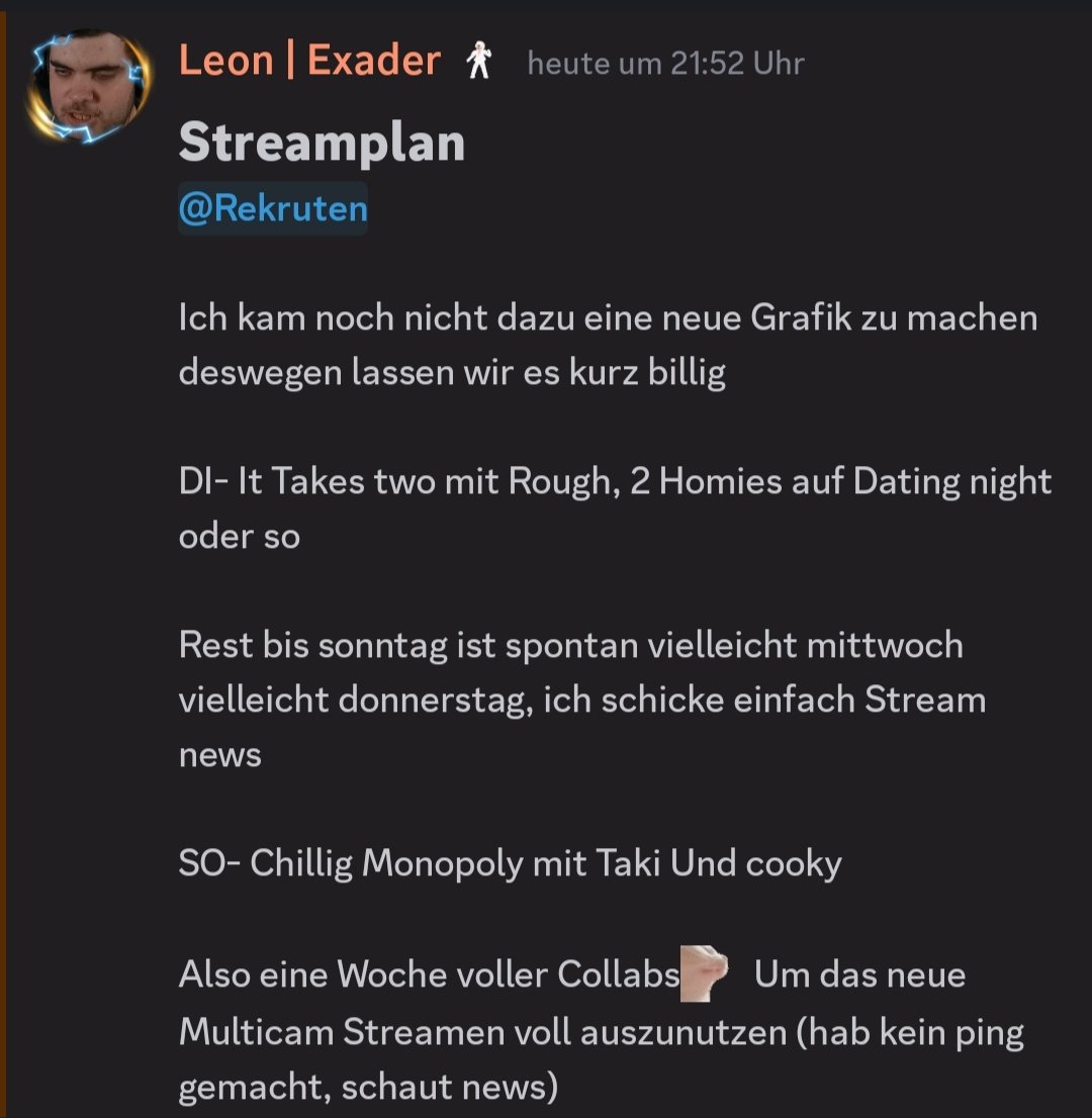 Der Stream Plan für diese Woche