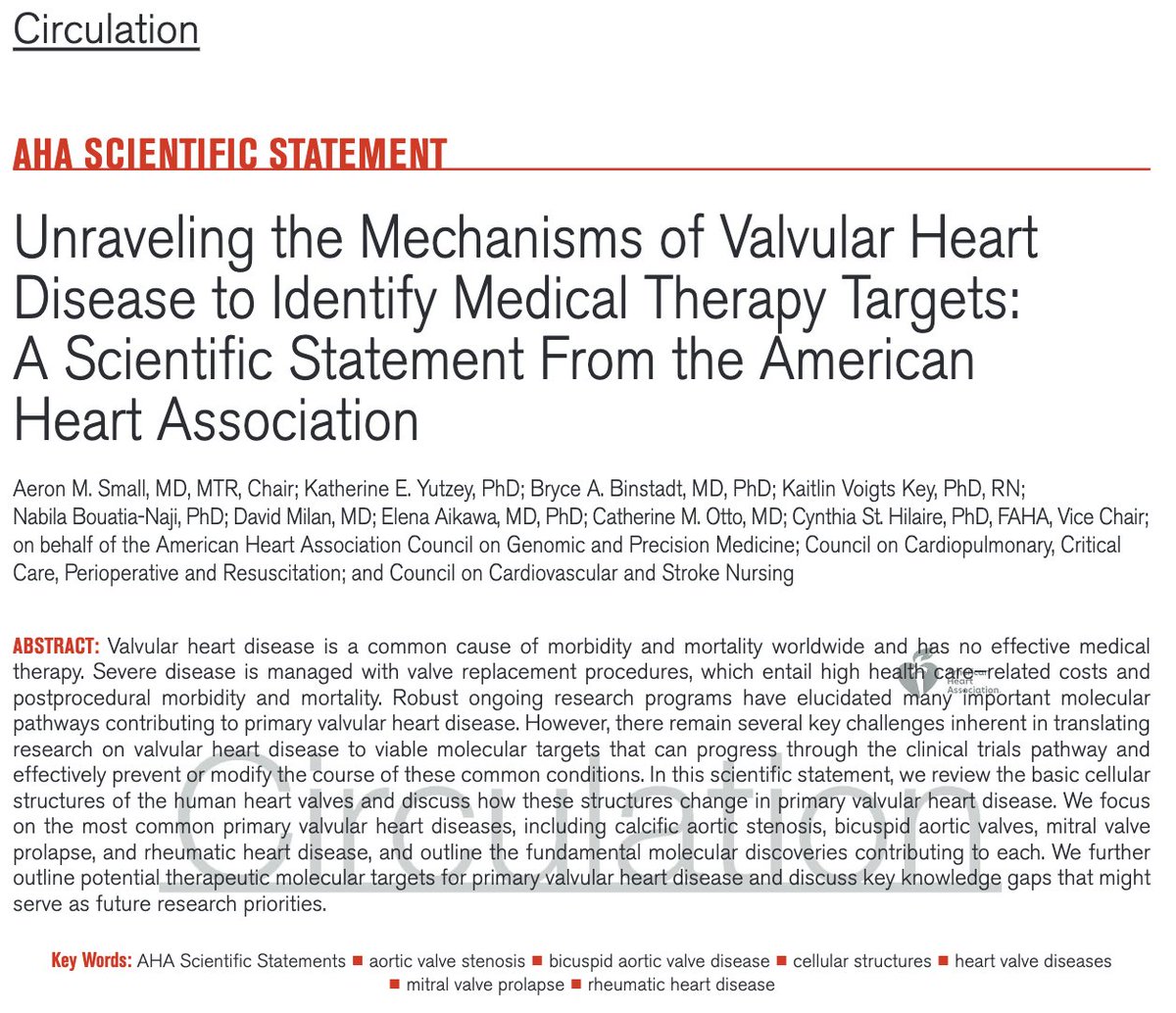 Pradeep Natarajan (@pnatarajanmd) on Twitter photo Huge congrats to <a href="/AeronSmallMD/">Aeron Small</a> <a href="/BrighamFellows/">Brigham & Women's CV Fellows</a> & <a href="/broadinstitute/">Broad Institute</a> postdoc for Chairing the <a href="/AHAScience/">AHA Science</a> Scientific Statement on molecular mechanisms of valvular heart disease! ahajournals.org/doi/10.1161/CI… <a href="/CircAHA/">Circulation</a> Huge congrats to <a href="/AeronSmallMD/">Aeron Small</a> <a href="/BrighamFellows/">Brigham & Women's CV Fellows</a> & <a href="/broadinstitute/">Broad Institute</a> postdoc for Chairing the <a href="/AHAScience/">AHA Science</a> Scientific Statement on molecular mechanisms of valvular heart disease! ahajournals.org/doi/10.1161/CI… <a href="/CircAHA/">Circulation</a>