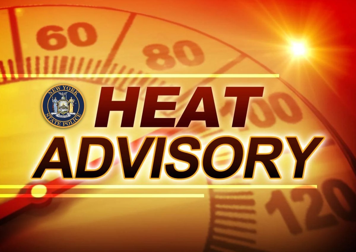 nyspolice's tweet photo. A combination of high temperatures in the 90s and high humidity will  lead to heat index values or “feel-like” temperatures in the upper 90’s  to mid-100’s for consecutive days. New Yorker's should monitor local weather  forecasts for the most up-to-date information. https://t.co/9yN9u8k6xT