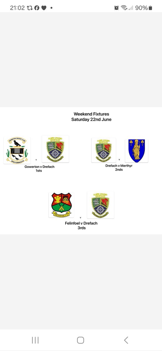 DrefachCC's tweet photo. Weekend fixtures 
Game Sponsors 
@philjones19 https://t.co/oT2qaPuhAV