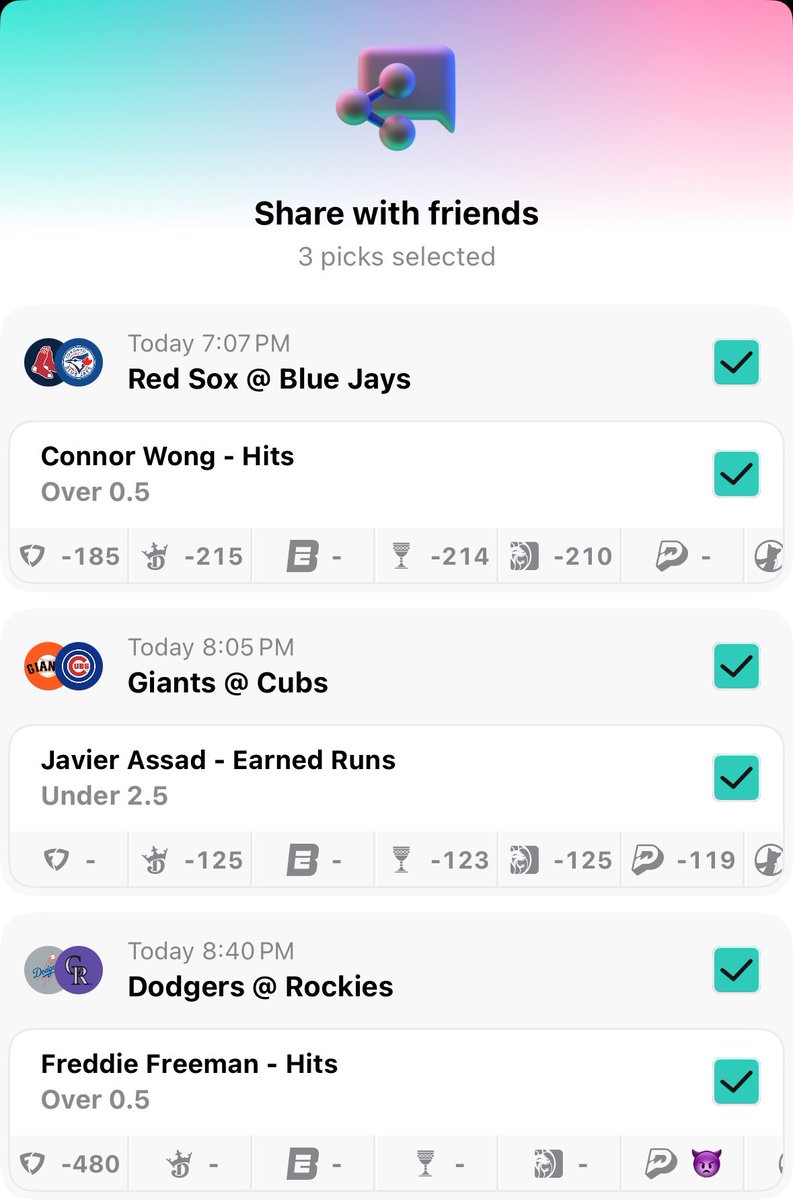 PixFromTheSix's tweet photo. ⚾️ @OutlierDotBet #MLBTrend COLLAB
@PixFromTheSix & @NHLGoalieProps
Back with a familiar face and and simply put we think Javier is being disrespected a little bit at +Money. 🔥🔥🔥
#SFGiants @ #YouHavetoSeeit
Javier Assad Under 2.5 ER +100 💰 1u
📲#ESPN / #Score
📊Javier Assad has failed to exceed 2.5 earned runs in 13 of his last 15 games (1.6 earned runs/game average).
Bonus Hit Combo 🔥🔥🔥
#DirtyWater + #LetsGoDodgers
Connor Wong & Freddie Freeman
Over 0.5 Hits
📲 #Fanduel -116
📊I thought I posted this once today but it apparently didn’t. So please like and RETWEET it took extra time🙏
I also posted a hit parlay earlier but Contreas is out. Freeman is in courtesy of @NHLGoalieProps 🔥🔥🔥
‼️ I also left Assad off my list in place of a #Euros2024 Pick. Well that was busy so here’s a make up at something I’m a little more familiar with.🔥🔥🔥
#GamblingX #GamblingCommunity #FreePicks #LetsGoDo