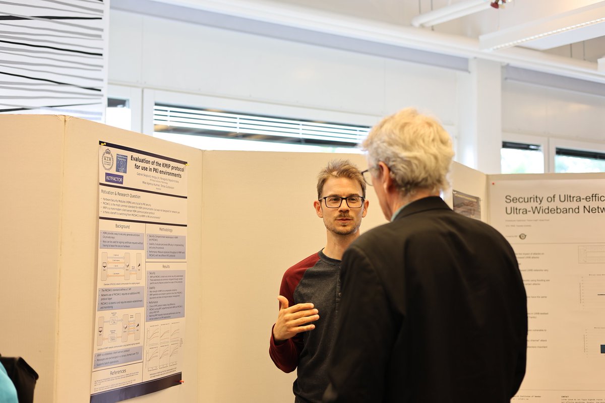 cysep1's tweet photo. Photos:
1st and 3rd by Zhichao Zhou
2nd by Fredrik Stoltz

#CySeP2024 
#Security
#Privacy
#Crypthography
#Poster
#Demo
#OpenChallenges
#Event 
#Course
#NSS_KTH 
#KTH 
#ACM 
#SSF https://t.co/WlIRHCbiwB