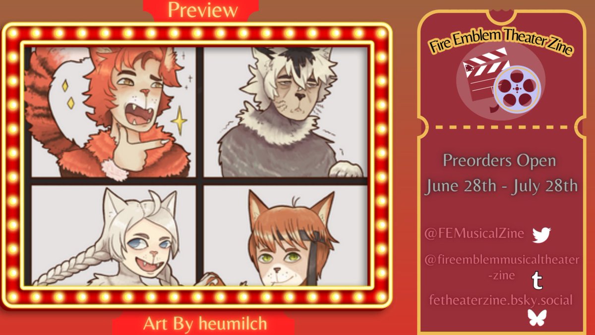 FEMusicalZine's tweet photo. Fire Emblem Theater Zine Pre-Orders June 28th! Here is a preview of @heu_milch 's Purrific Cats art 🎵😻 https://t.co/8rwVPMK2Qg