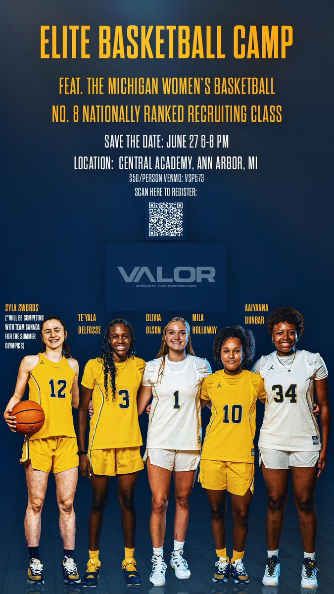 Te’Yala Delfosse (@teyaladelfosse) on Twitter photo Michigan Women’s Elite Basketball Camp happening June 27th!! Register while you still can!! ✍🏽
<a href="/umichwbball/">Michigan Women’s Basketball</a> 💙💛〽️
Link to Register: docs.google.com/forms/d/e/1FAI… Michigan Women’s Elite Basketball Camp happening June 27th!! Register while you still can!! ✍🏽
<a href="/umichwbball/">Michigan Women’s Basketball</a> 💙💛〽️
Link to Register: docs.google.com/forms/d/e/1FAI…