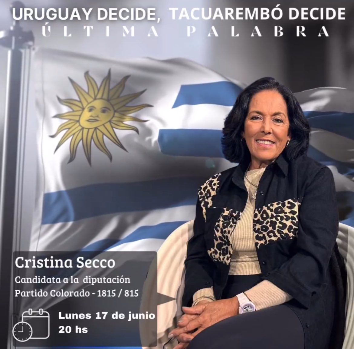 Lista1815600's tweet photo. Hoy Cristina Secco estará a las 20:00 🕗 en el programa periodístico “Última Palabra” (Canal 4 de Tacuarembó) junto a Giovanna Farías 📺 https://t.co/0HiEqjuDuM