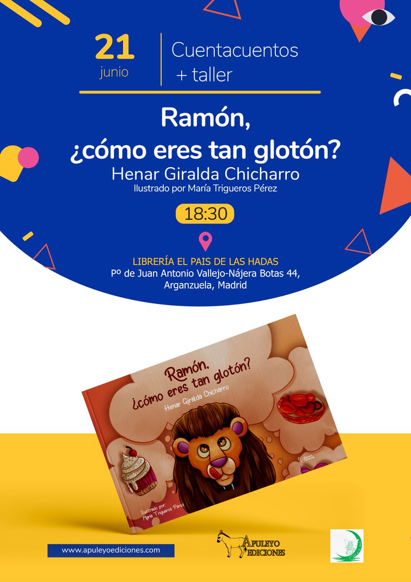 Este viernes 21 de junio a las 18:30 horas, también tenemos Cuentacuentos, y esta vez  con un taller. Ramón, ¿Cómo eres tan glotón?,  con Henar Giralda. Para los peques +4 años 😊😊