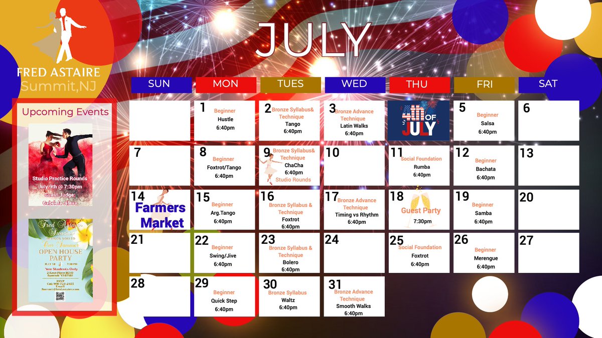 fadssummit's tweet image. Get ready for an unforgettable July! 🎉 Our new calendar is packed with fun classes for everyone. Don't miss out – mark your calendars and join us! See you there! 📅✨ #JulyFun #CommunityClasses #JoinUs