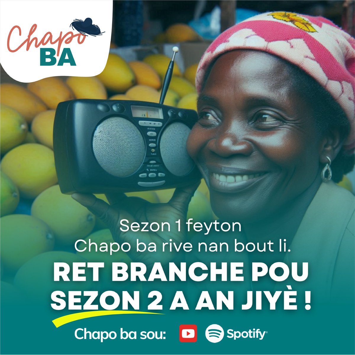 Sezon 1 Chapo ba fini, n ap tounen ak sezon 2 a nan mwa jiyè. Pandan
tan sa a, nou envite w retande sezon 1 an sou YouTube oswa Spotify pou w
ka sèten w pa t rate anyen nan istwa yo.
 #chapoba #lekòlnou