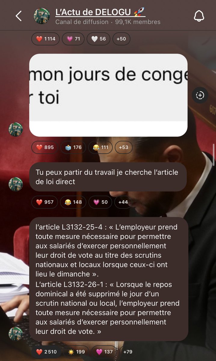 mais delogu il fait pas que rigoler sur son canal il répond à des questions légitimes concernant le vote (ex la législation si on travaille ces jours là, l’âge exact pour voter…etc.) c’est un autre moyen de parler politique aux jeunes, qu’on l’aime ou pas