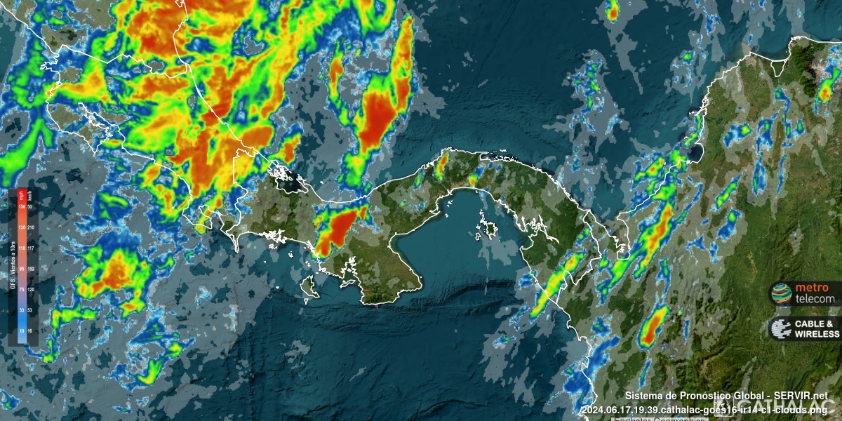 Imagen actualizada de satélite GOES infrarrojo para Panamá 🇵🇦 y Costa Rica 🇨🇷 - #CATHALAC #meteo #clima #tiempo ver animaciones en bit.ly/1jdfCr4