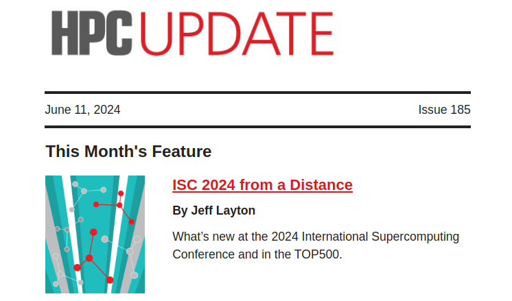 adminHPC's tweet image. Did you miss the HPC Update newsletter last week? Read it now, and subscribe free to get it every month mailchi.mp/admin-magazine…
#HPC #ISC24 #supercomputing #TOP500 #Computex #EU #ArtificialIntelligence #ParallelComputing #AI #AlmaLinux #Monero #events #OpenSource #database