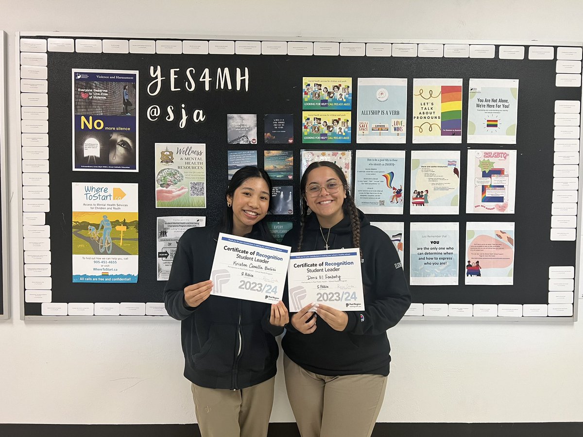 StudentSja's tweet photo. A big Congrats and Thank You, to our @sja_mississauga YES4MH Club for contributing to a happier &amp; healthier school. Thank you to Nurse Reena from @ROPpublichealth for your support and organizing our year-end celebration! https://t.co/JO1LHo0pTg